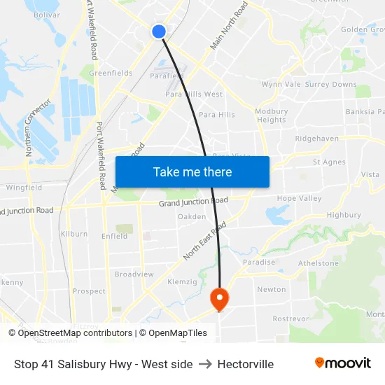Stop 41 Salisbury Hwy - West side to Hectorville map