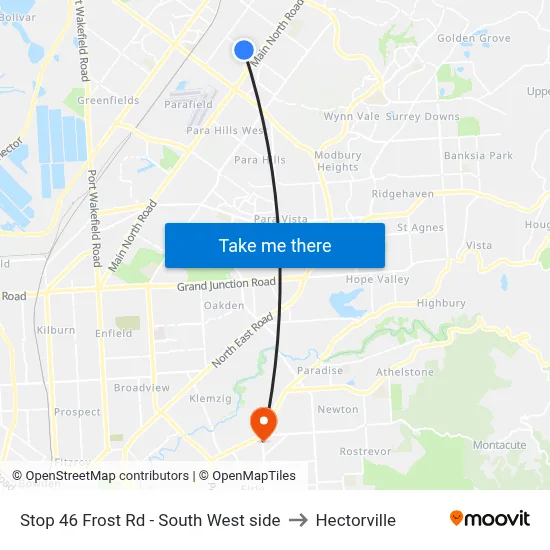 Stop 46 Frost Rd - South West side to Hectorville map