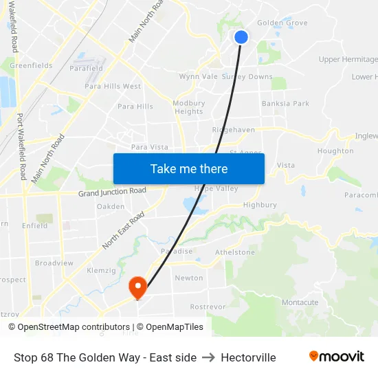 Stop 68 The Golden Way - East side to Hectorville map