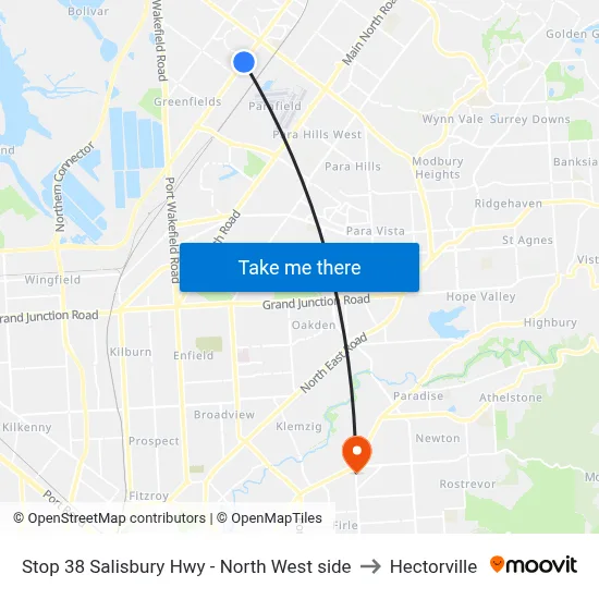 Stop 38 Salisbury Hwy - North West side to Hectorville map