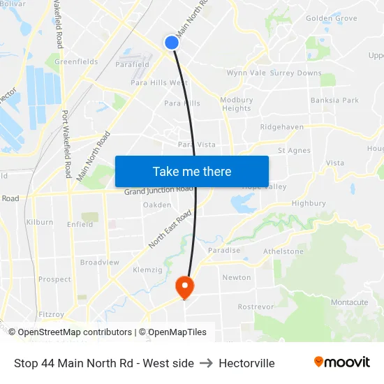 Stop 44 Main North Rd - West side to Hectorville map