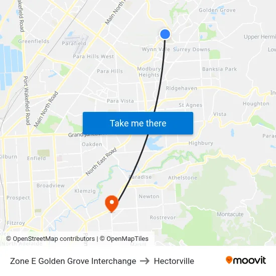 Zone E Golden Grove Interchange to Hectorville map