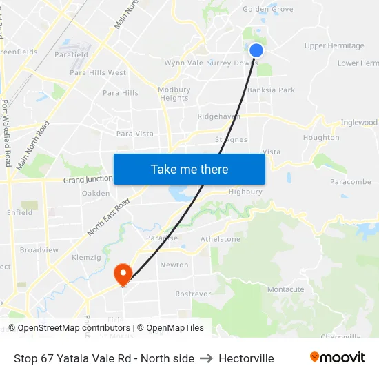Stop 67 Yatala Vale Rd - North side to Hectorville map