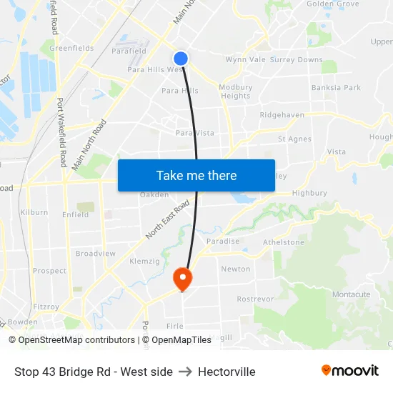 Stop 43 Bridge Rd - West side to Hectorville map