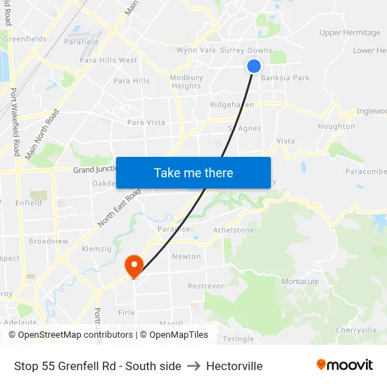 Stop 55 Grenfell Rd - South side to Hectorville map