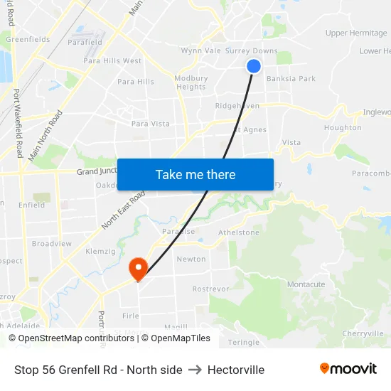 Stop 56 Grenfell Rd - North side to Hectorville map