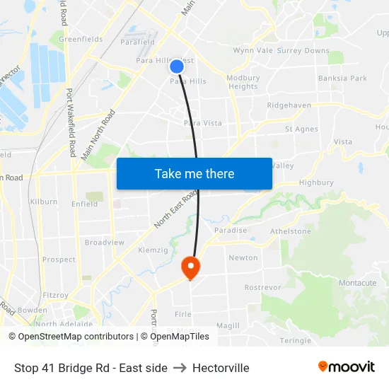 Stop 41 Bridge Rd - East side to Hectorville map