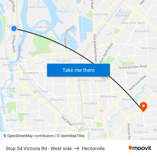 Stop 54 Victoria Rd - West side to Hectorville map