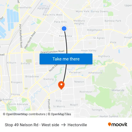 Stop 49 Nelson Rd - West side to Hectorville map