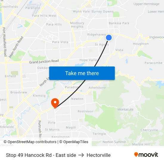 Stop 49 Hancock Rd - East side to Hectorville map
