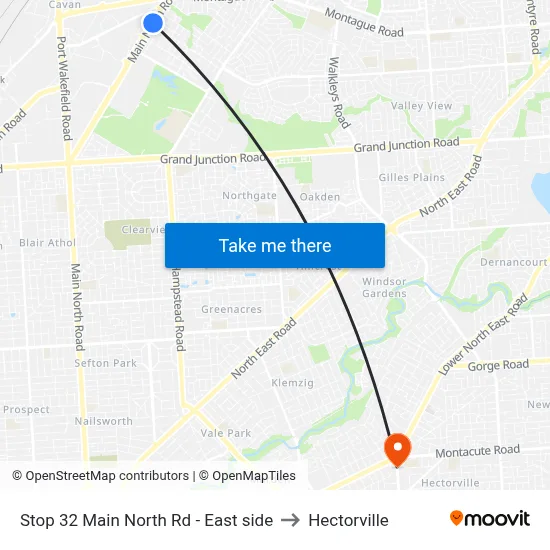 Stop 32 Main North Rd - East side to Hectorville map