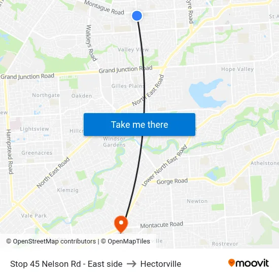 Stop 45 Nelson Rd - East side to Hectorville map