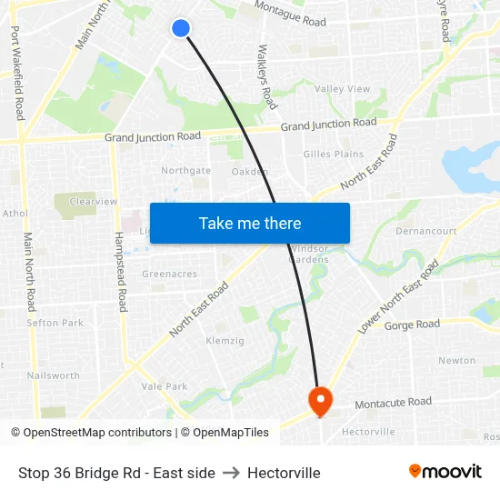 Stop 36 Bridge Rd - East side to Hectorville map