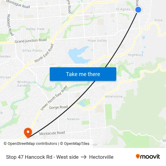 Stop 47 Hancock Rd - West side to Hectorville map