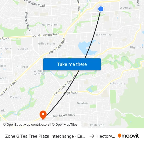 Zone G Tea Tree Plaza Interchange - East side to Hectorville map