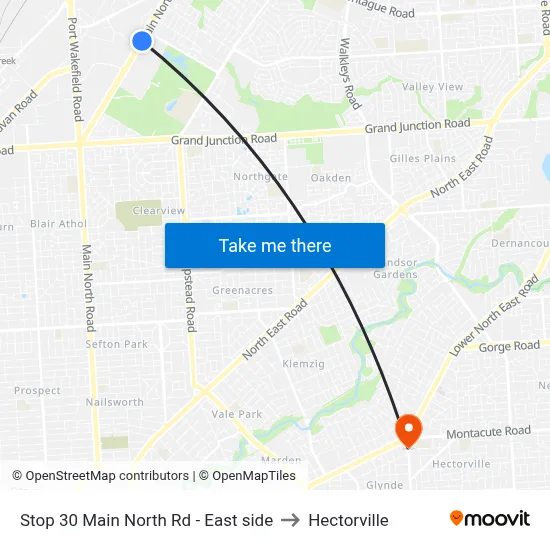 Stop 30 Main North Rd - East side to Hectorville map