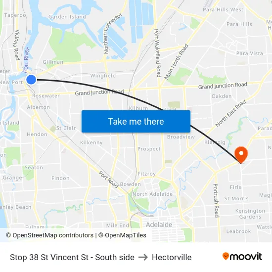 Stop 38 St Vincent St - South side to Hectorville map