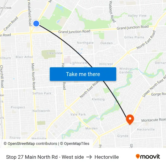 Stop 27 Main North Rd - West side to Hectorville map