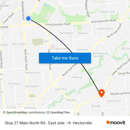 Stop 27 Main North Rd - East side to Hectorville map