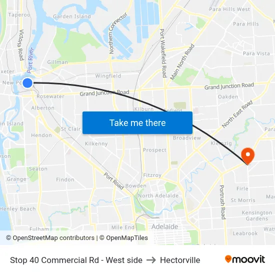 Stop 40 Commercial Rd - West side to Hectorville map