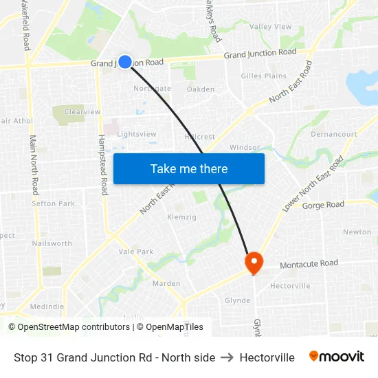 Stop 31 Grand Junction Rd - North side to Hectorville map