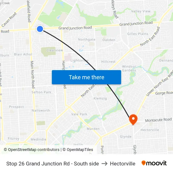 Stop 26 Grand Junction Rd - South side to Hectorville map