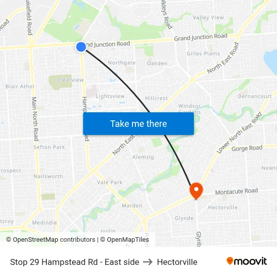 Stop 29 Hampstead Rd - East side to Hectorville map