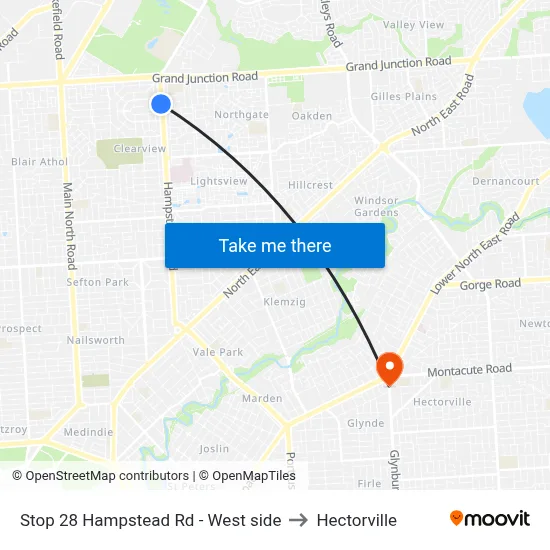 Stop 28 Hampstead Rd - West side to Hectorville map
