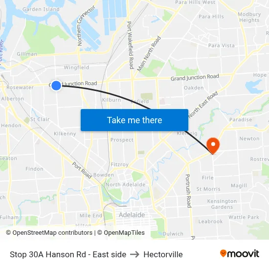 Stop 30A Hanson Rd - East side to Hectorville map
