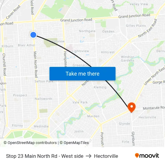 Stop 23 Main North Rd - West side to Hectorville map