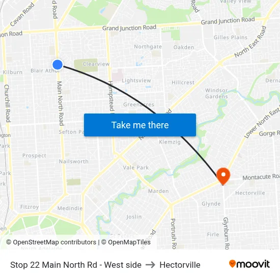 Stop 22 Main North Rd - West side to Hectorville map