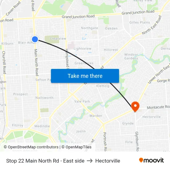 Stop 22 Main North Rd - East side to Hectorville map