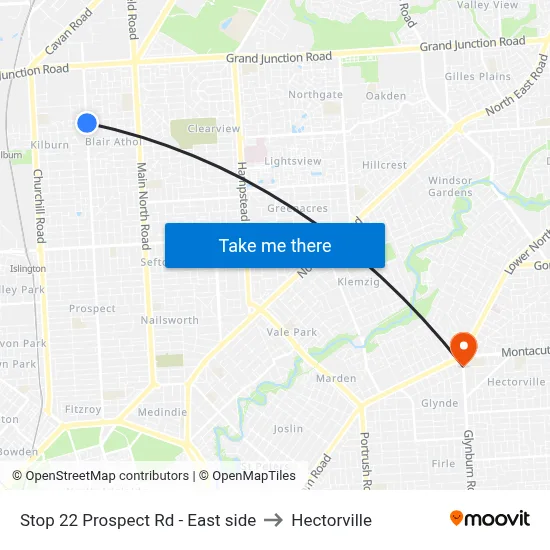 Stop 22 Prospect Rd - East side to Hectorville map