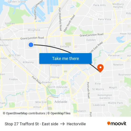 Stop 27 Trafford St - East side to Hectorville map