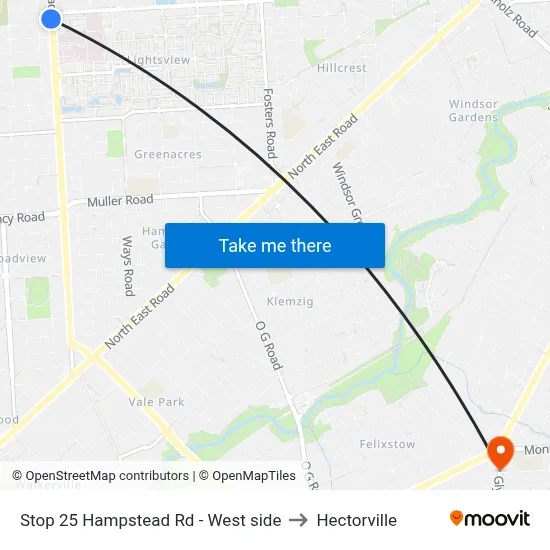 Stop 25 Hampstead Rd - West side to Hectorville map