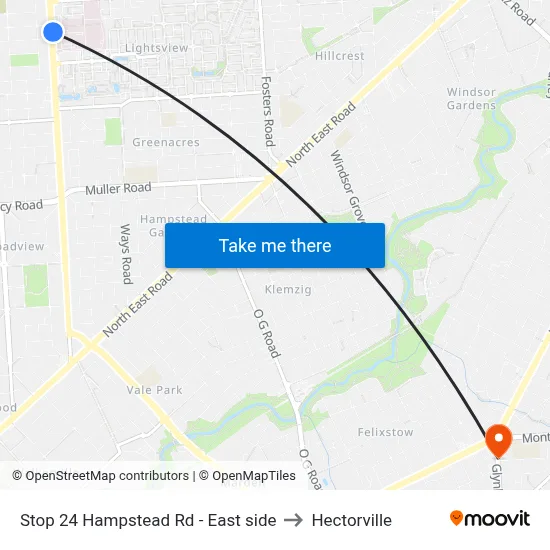 Stop 24 Hampstead Rd - East side to Hectorville map