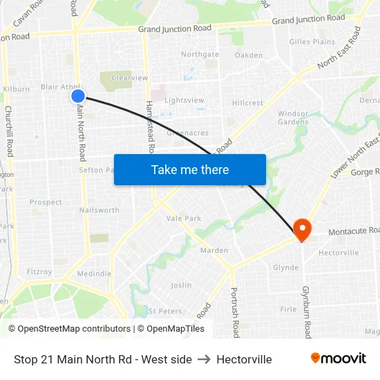 Stop 21 Main North Rd - West side to Hectorville map