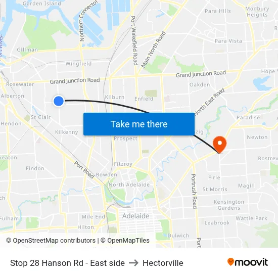 Stop 28 Hanson Rd - East side to Hectorville map