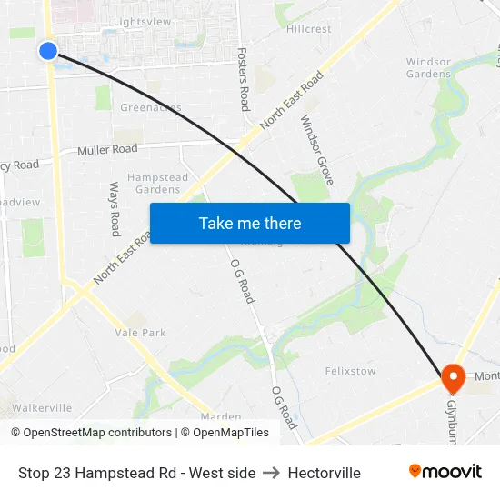Stop 23 Hampstead Rd - West side to Hectorville map