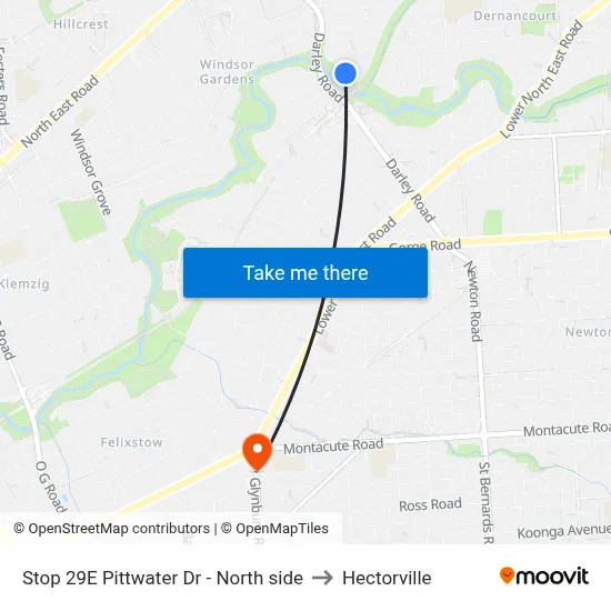 Stop 29E Pittwater Dr - North side to Hectorville map