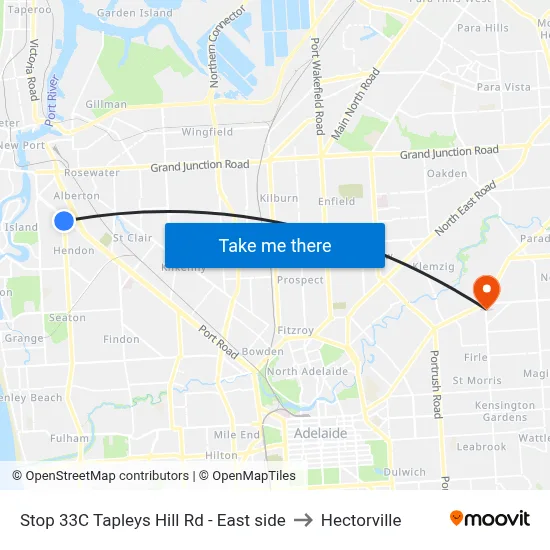Stop 33C Tapleys Hill Rd - East side to Hectorville map