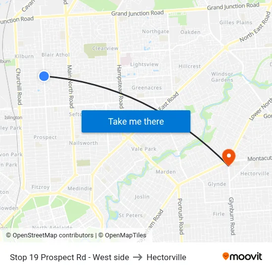 Stop 19 Prospect Rd - West side to Hectorville map