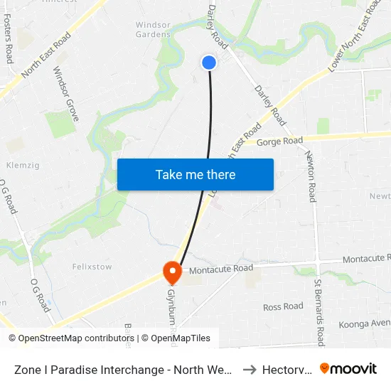Zone I Paradise Interchange - North West side to Hectorville map