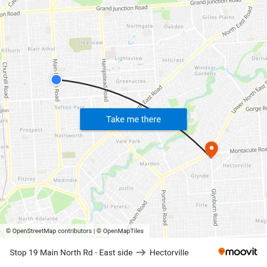 Stop 19 Main North Rd - East side to Hectorville map