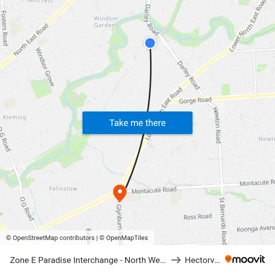 Zone E Paradise Interchange - North West side to Hectorville map