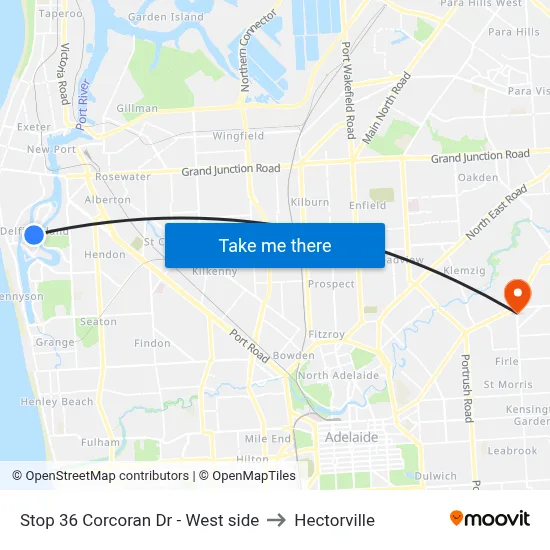 Stop 36 Corcoran Dr - West side to Hectorville map