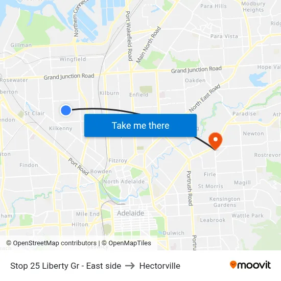 Stop 25 Liberty Gr - East side to Hectorville map
