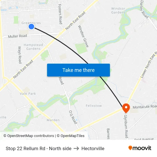 Stop 22 Rellum Rd - North side to Hectorville map
