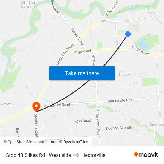 Stop 48 Silkes Rd - West side to Hectorville map