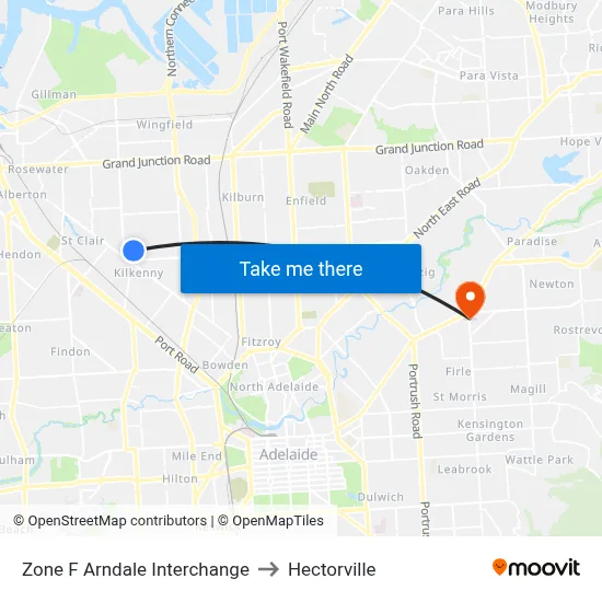 Zone F Arndale Interchange to Hectorville map